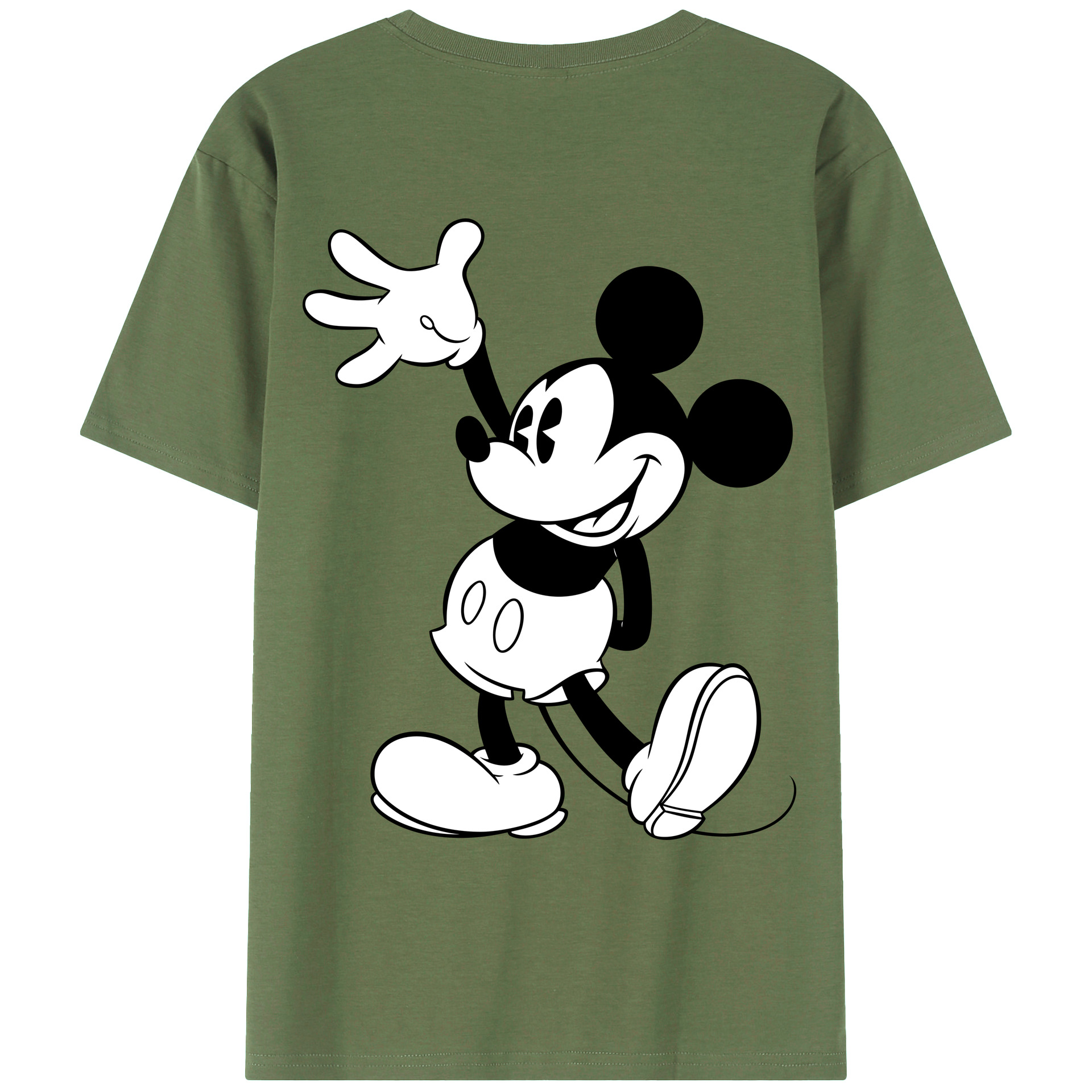 ミッキーマウス Mickey Mouse 綿100％ メンズ半袖Tシャツ（バックプリント） 通気性